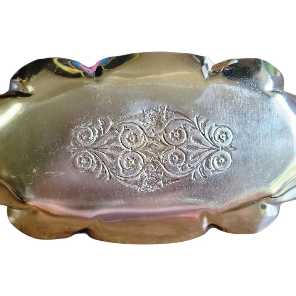 Vintage Elegant Metal Serving Tray / Candy Dish